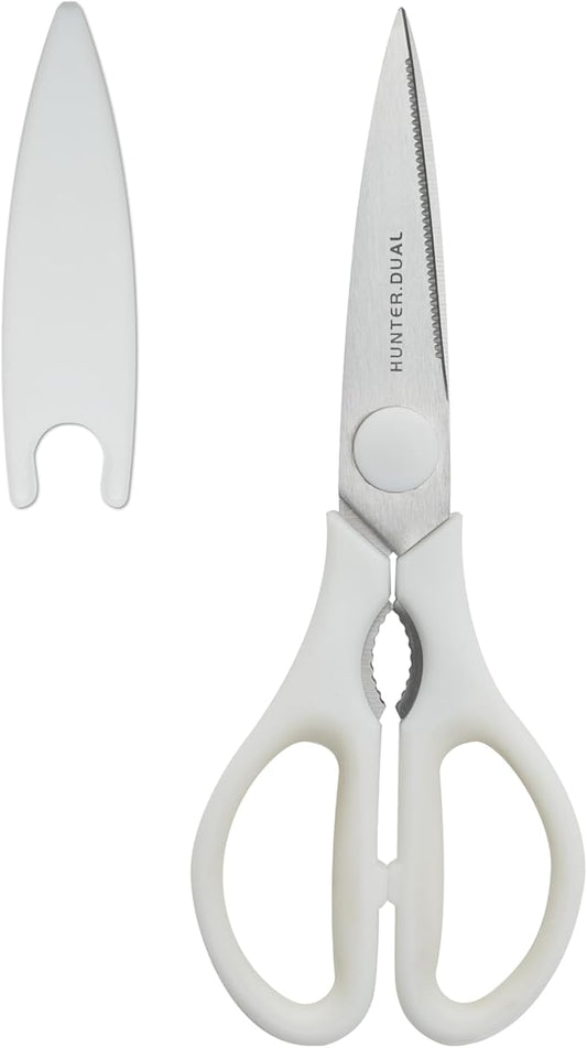 Kitchen Scissors for Food, HUNTER.DUAL Heavy Duty Come Apart Poultry Shears for Cooking, All Purpose for Cutting Chicken, Meat, Fish & Vegetables (White, 8.35 Inch)