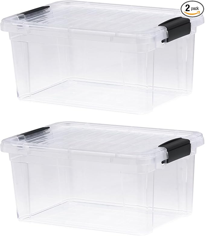 Superio Clear Storage Boxes with Lids, 6.75 Quart Plastic Container Bins for Organizing, Stackable Crates, BPA Free, Non Toxic, Odor Free, Organizers for Home, Office, School, and Dorm