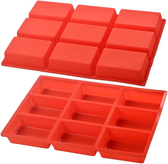 Silicone Mini Loaf Pan, Non-Stick Bread Pan, 9 Cavity Baking Mold for Loaf Cake, Bread, Meatloaf, Pack of 2