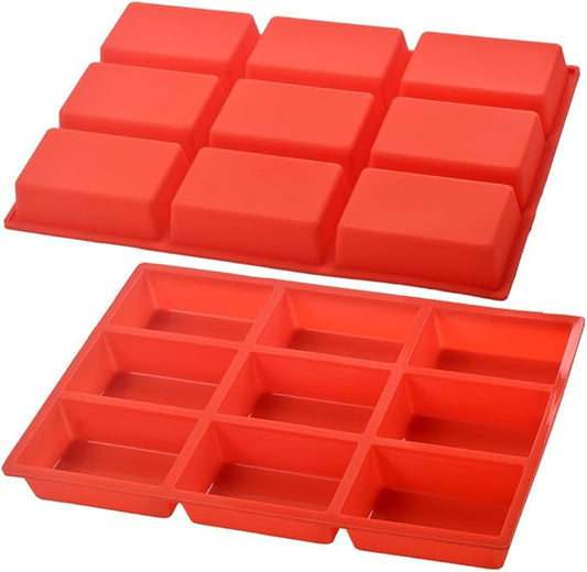 Silicone Mini Loaf Pan, Non-Stick Bread Pan, 9 Cavity Baking Mold for Loaf Cake, Bread, Meatloaf, Pack of 2