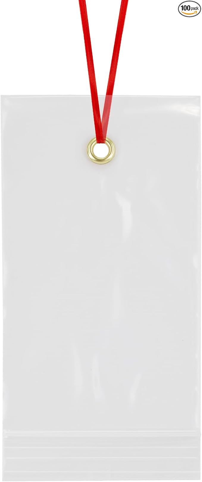 GPI - 3.5" x 6" Reclosable Zip Bags with Bottom Hang-hole & Pre-inserted 12" Twist-tie. 4 Mil Heavy-duty Resealable Zipper Baggy with Grommet/Metal Eyelet for Hanging (Insert Size 3x4.5) 100 Pack