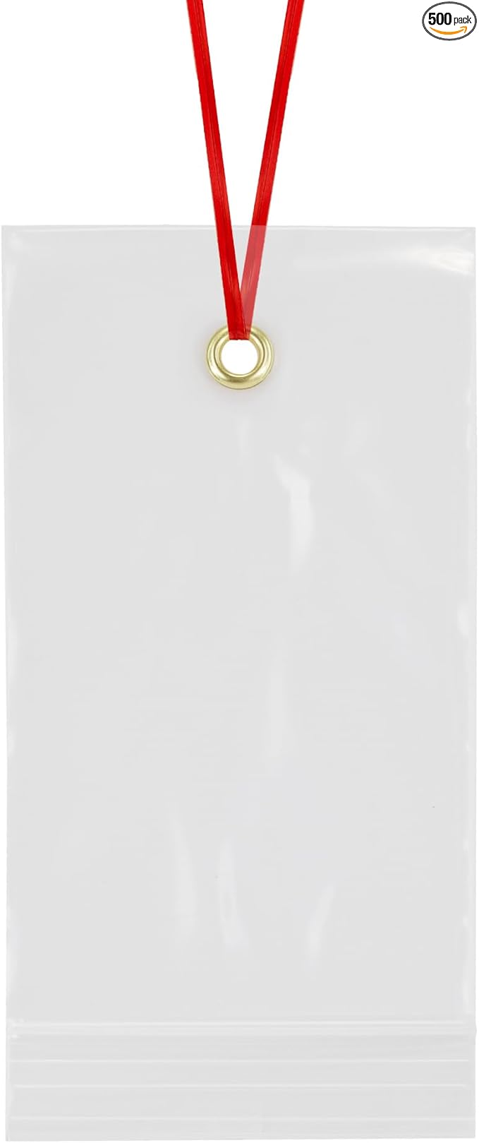 GPI - 3.5" x 6" Reclosable Zip Bags with Bottom Hang-hole & Pre-inserted 12" Twist-tie. 4 Mil Heavy-duty Resealable Zipper Baggy with Grommet/Metal Eyelet for Hanging (Insert Size 3x4.5) 500 Pack