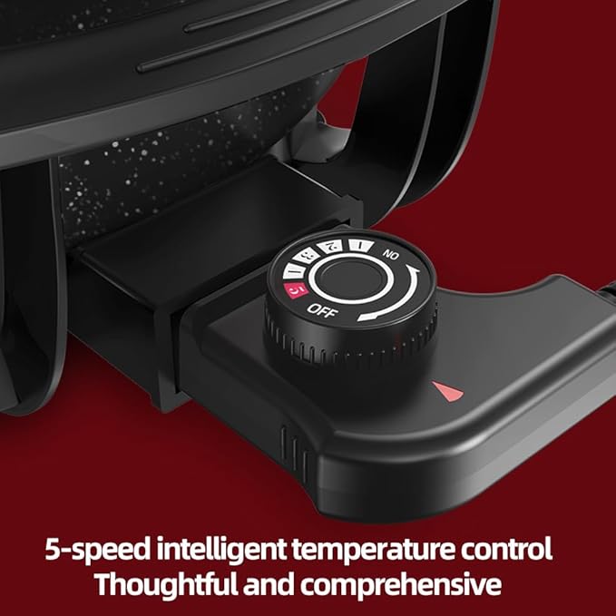 AORAN 6L Electric Hot Pot, Non-Stick Smokeless Cooking Pot with Divider for Hot Pot, Fondue, Shabu Shabu, Multi-Function, Includes Ladle, Tongs, Oil Brush, Food Tongs, Easy to Clean Black