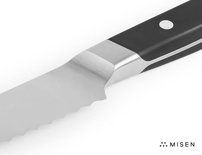 Misen Serrated Bread Knife – High-Carbon Japanese AUS8 Steel – Effortless Slicing of Bread, Pastries, and Fruits – Razor-Sharp Edge and Durable Blade with Ergonomic Handle - 5", Black