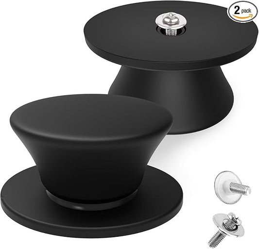 Universal Silicone Pot Lid Replacement Knob, Heat Resistant Pan Lid Holding Handles, Soft Non-Slip Knob for Slow Cookers, Skillets and Kitchen Cookware Covers (2 Pack Black)