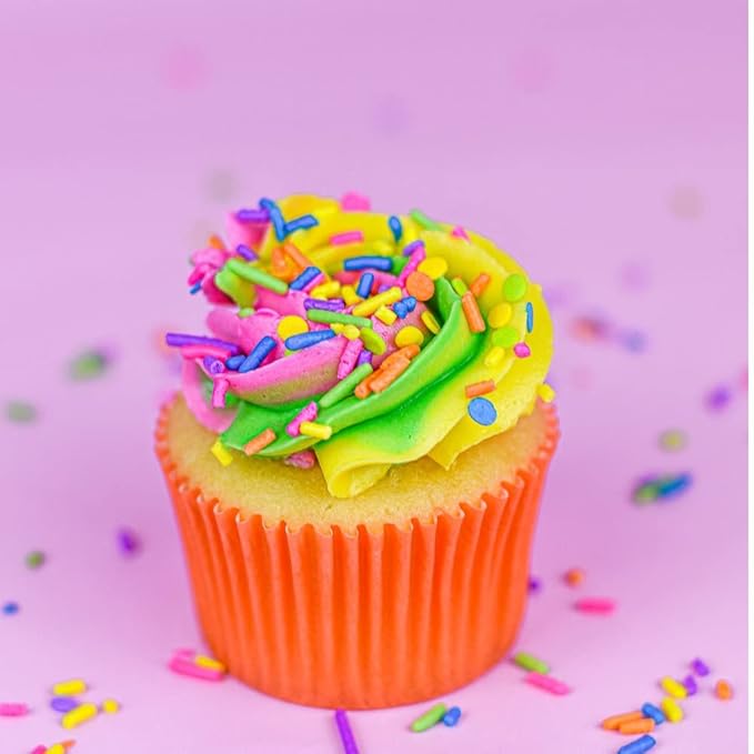 Neon Sprinkles for Baking Cupcakes - Neon Confetti Sprinkles for Cake, Cookie, Cupcake Decorating, and Toppings - Neon Cake Decorations in Pink, Yellow, Purple, Blue Jimmies and Confetti Sprinkles