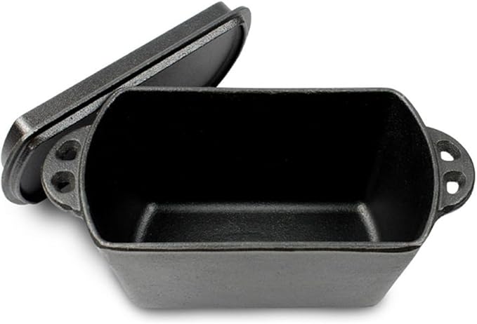Voulosimi Cast Iron Loaf Oven Pan - 4.33"x4.92"x8.66" Durable Loaf Pans Rectangular Baking Pan for home baking (Bread Pan, 2 x 2 QT)