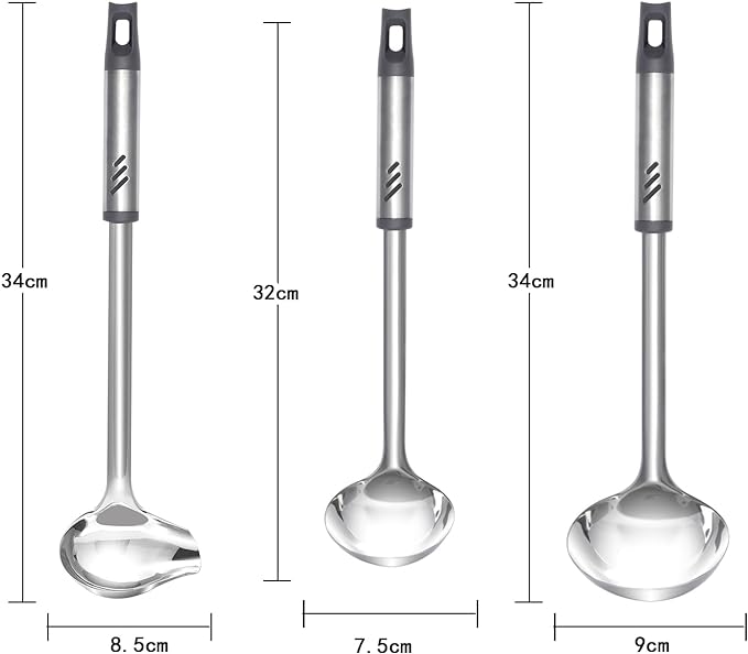Gravy Ladle, 1 oz Small Ladles for Serving Sauce, Stainless Steel Sauce Ladle with Pouring Spout, 13.4 inch Drizzle Spoon for Gravies and Dressings, Durable Construction, Silver, KLB-ASB-123
