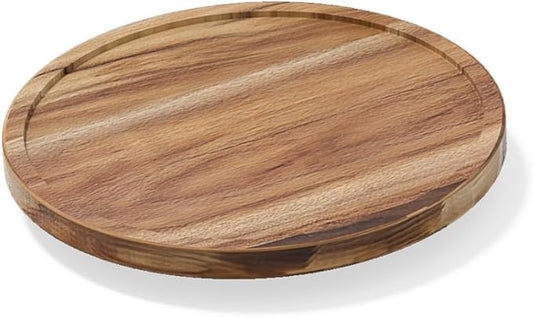 LAMU 9'' Acacia Wood Lazy Susan Organizer for Table Top, Lazy Susan Turntable for Cabinet, Kitchen, Countertop, Pantry Organization