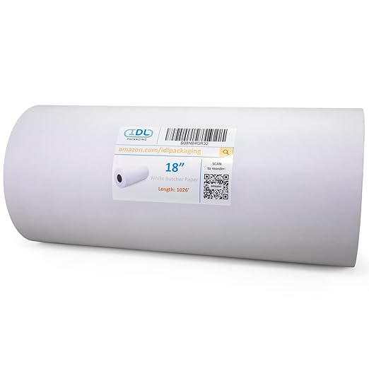 White Butcher Paper 18" x 12000" (1000 feet) - USA-Made Natural Butcher Paper Roll for Meat and Fish - Uncoated, Unwaxed & Food-Grade Material for Smoker, Grilling & BBQ by IDL Packaging