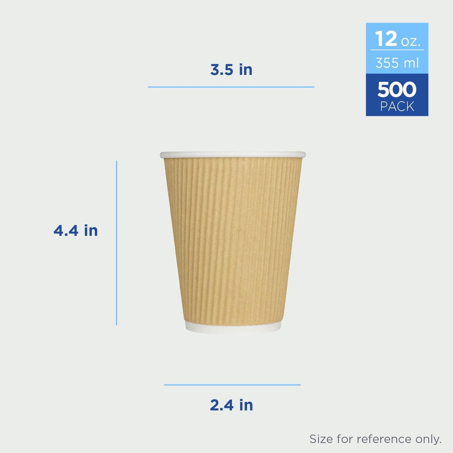 Karat 12 oz Ripple Insulated Coffee Cup [500 Count] Disposable Paper Hot Cup, Sturdy & Leak Proof, 90mm, No Lids