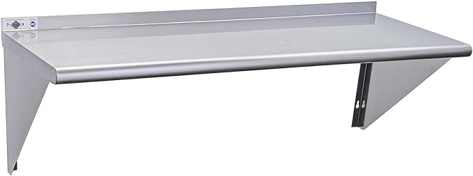 Profeeshaw NSF Stainless Steel Shelf 14” x 36”, 300 lb Commercial Shelves Wall Mounted Metal Shelving with Backsplash and 2 Brackets for Restaurant, Bar, Utility Room, Kitchen and Garage