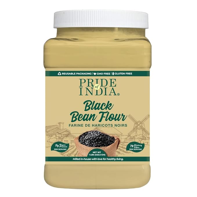 Pride of India- Black Bean Flour 1 lbs (454 gm) Rich Earthy Taste Freshly Milled in Small Batches | Ideal for Cakes Gravies Noodles Smoothies Custard | Vegan, Gluten-Free