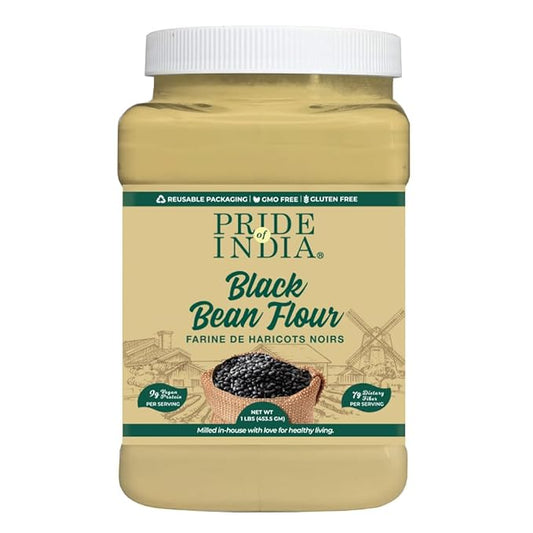 Pride of India- Black Bean Flour 1 lbs (454 gm) Rich Earthy Taste Freshly Milled in Small Batches | Ideal for Cakes Gravies Noodles Smoothies Custard | Vegan, Gluten-Free