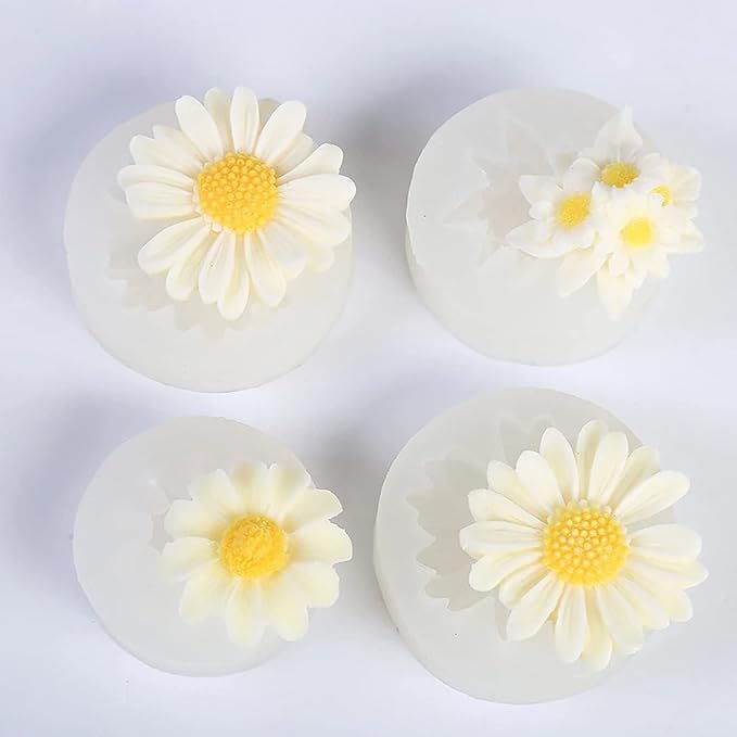 Daisy 4 Pack Flower Molds - Peony, Rose, 3D, Silicone Resin & Clay Molds for Craft Supplies