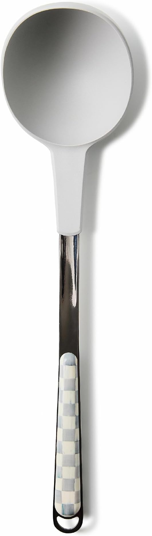 MACKENZIE-CHILDS Kitchen Ladle, Silicone Ladle Spoon for Cooking, Gray-and-White Sterling Check