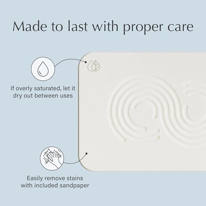 Dorai Home Bath Stone Mat 23.6"x15.4"| Luxury Diatomite Stone Bath Mat |Quickly Removes Water | Non-Slip, Quick-Dry Stone Bath Mat for Bathroom | Zen Sandstone - 2 Pack