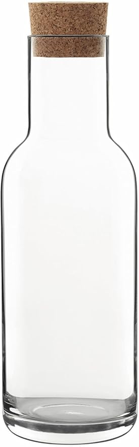 Luigi Bormioli Sublime 34 oz Carafe with Cork Stopper – Elegant Ultra Clear Glass Carafe For Wine, Water, Juice, Milk, Coffee, Iced Tea – Wide Mouth Carafe For Restaurants & Home Use – Made In Italy
