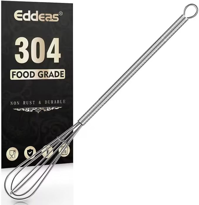 Long Mini Whisks Stainless Steel, Eddeas Skinny Small Whisk 10 inch Tiny Whisk With Long handle for Whisking, Beating, Mixing Sauces, Blending Ingredients Kitchen Small Wisk