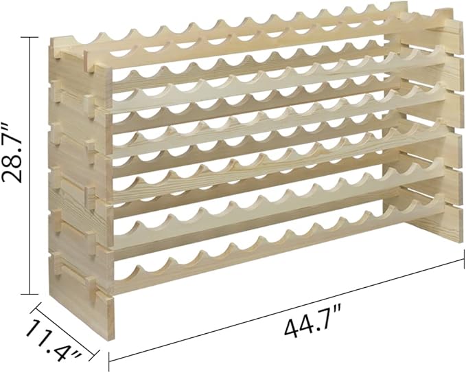 Smartxchoices 72 Bottles Stackable Modular Wine Rack, 6-Tier 72 Slots Floor Wine Storage Stand Wooden Wine Holder Display Shelves, Wobble-Free, Solid Wood, Floor Free Standing