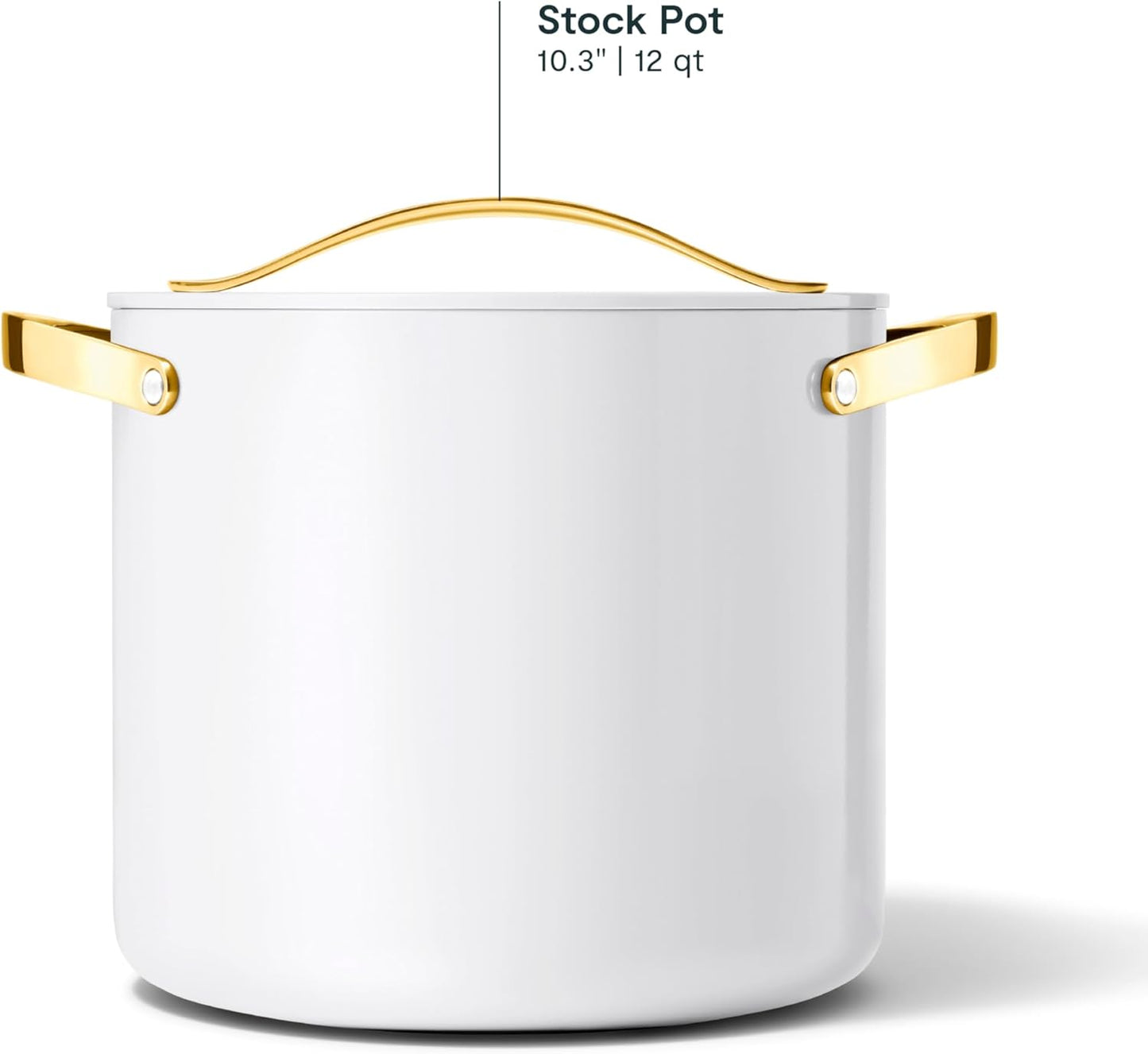 Caraway Stock Pot - 12 Qt Ceramic Coated Pot With Lid - Fee From Forever Chemicals - Large Pot for Bigger Batches - White