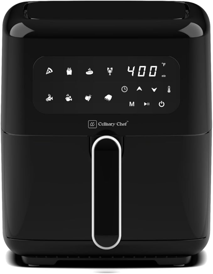 3.2-Quart Electric Air Fryer, Adjustable Temperature, Touch Panel Control, One-Touch Cook Functions, and 360° Rapid Cooking, 1200 Watt Power