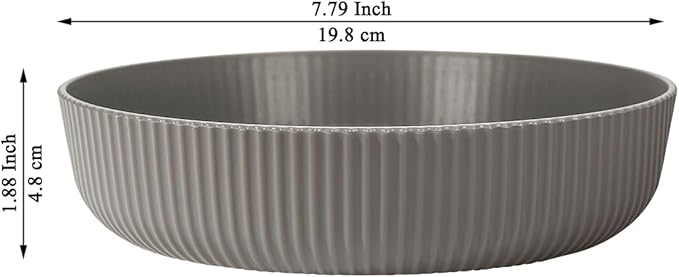 Kyraton Pasta Bowls Set of 4, 37oz Salad Bowls Soup Bowls Large Pasta Serving Bowl Plastic Unbreakable Serving Dishes Dinner Bowls (Grey)