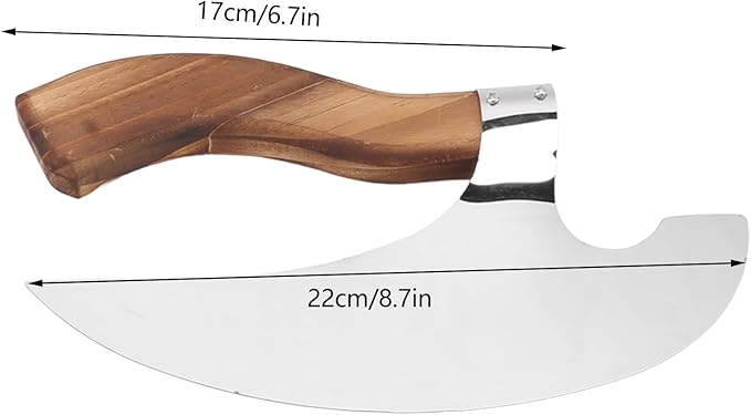 Handmade Viking Steel Pizza Axe, Camping Knives Tools Pizza Cutter with Pine Wood Handle, Handmade Stainless Steel Authentic Medieval Pizza Cutter for Home Restaurant Bar