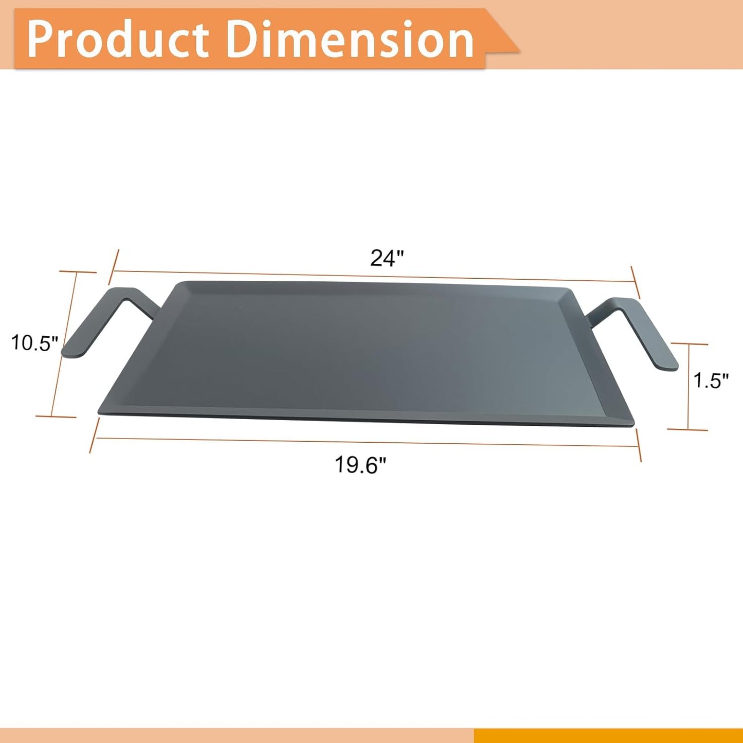 Carbon Steel Griddle, Large Premium Cooking Griddle, Professional Cookware Replacement for Made In Cookware, 24" x 10 1/2"