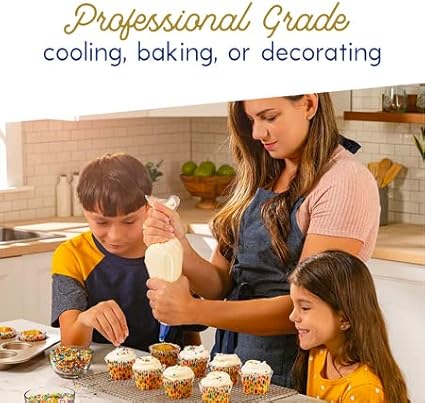 Ultra Cuisine Stainless Steel Jelly Roll Sheet Cooling Rack Set & Aluminum Baking Pan Set - Professional Quality, Fits Jelly Roll Sheet Pans - Cookie Sheet for Baking - 10"x14.75" Rack, 16"x11" Pan