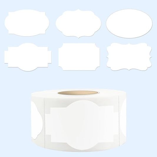 350 PCS Gift Tags Stickers Name Labels Stickers,2" x 1.2" Fancy Shape Stickers Self-Adhesive Handmade Bottle All-Purpose Jar Labels for Presents Cosmetic Decoration Jars Food Craft (White)