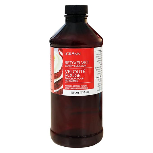 LorAnn Oils Red Velvet Bakery Emulsion: True Essence, Ideal for Boosting Fruit Tones in Cakes, Cookies & Desserts, Gluten-Free, Keto-Friendly, Extract Substitute Essential for Your Kitchen, 16 Oz