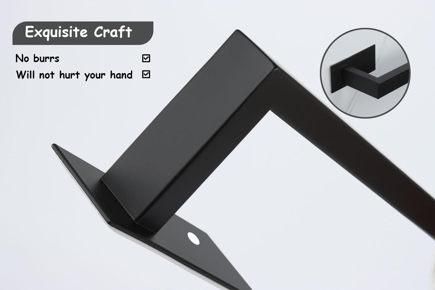 Bathroom Towel Bar Self Adhesive, No Drilling Towel Rack Easy to Install, Hand Towel Holder Made of Premium Stainless Steel Sticky on Hand Towel Hanger for Kitchen, Toilet.(17.7IN, Black)