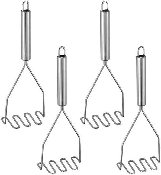 4-Pack Potato Masher, Sturdy Stainless Steel Wire Masher, Heavy Duty Metal Potato Ricer, Manual Masher for Vegetables and Fruits, Dishwasher Safe