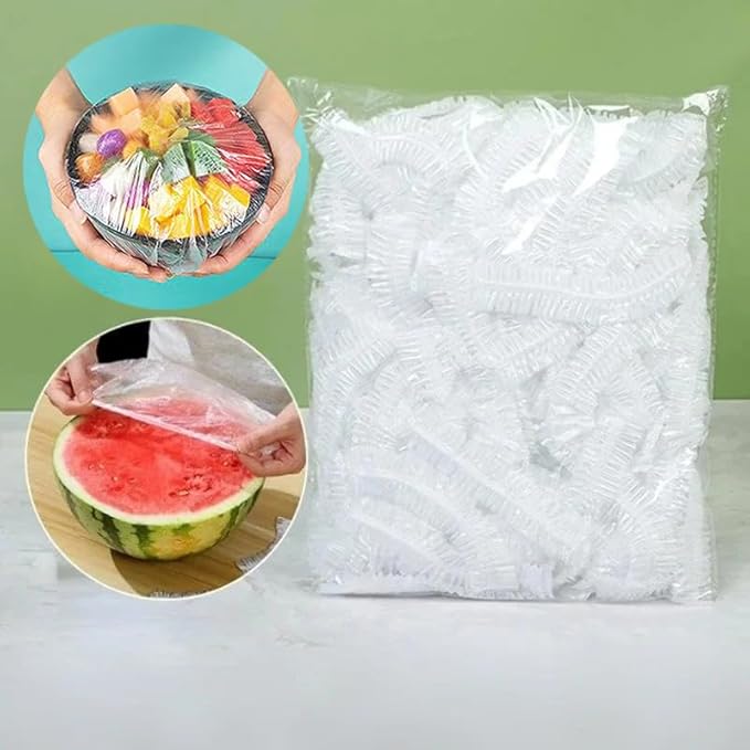 300PCS Elastic Food Covers Fresh Keeping Bags Disposable Stretchable Bowl Covers Universal Kitchen Wrap Seal Bags for Food Storage Bread Proofing and Outdoor Picnics, Adjustable Household Plastic Wrap