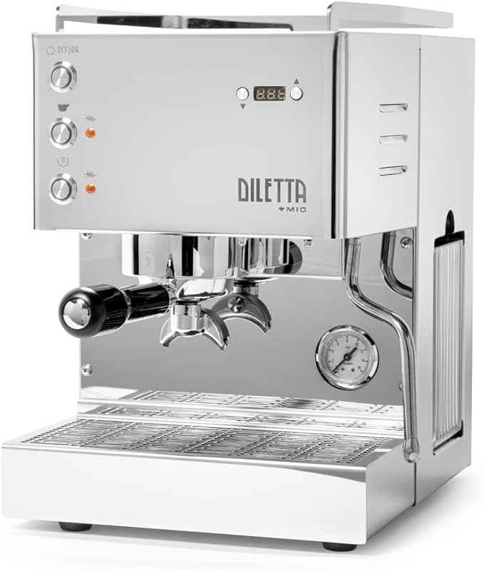 Diletta Mio Espresso Machine (Stainless Steel) and Eureka Mignon Notte Grinder Bundle