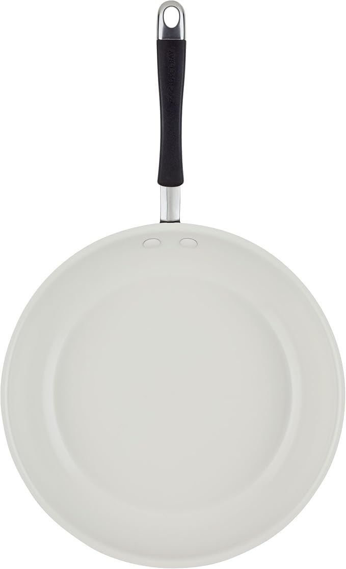 Rachael Ray Cucina Ceramic Nonstick Frying Pan/Skillet, 12.5 Inch Non Stick Open Fry Pan, Dishwasher Safe - Peppercorn