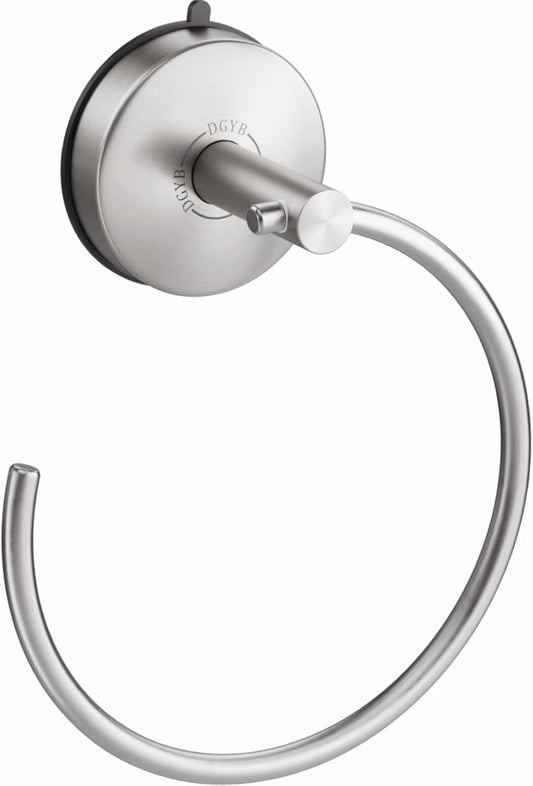DGYB Suction Cup Hand Towel Ring Brushed Nickel Hand Towel Holder for Bathroom Wall SUS 304 Stainless Steel Kitchen Towel Hanger