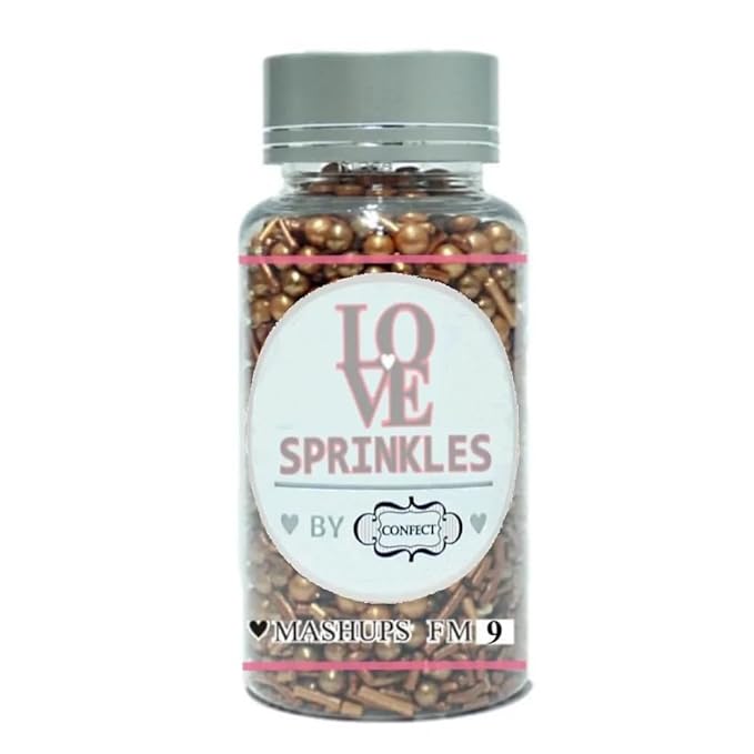 Confect Fusion Rose Gold Metallic Sprinkles Mix - Edible Cake Decorating Pearls, Rods & Sugar Crystals for Cupcakes, Cookies & Cakes | Vegan, Gluten-Free, Nut-Free, Soy-Free, Dairy-Free, Palm Oil-Free- 4.2 Oz