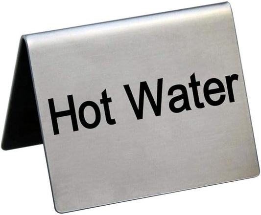 New Star Foodservice Stainless Steel Table Tent Sign (Silver (Hot Water), 1.5" x 2" (Set of 2))