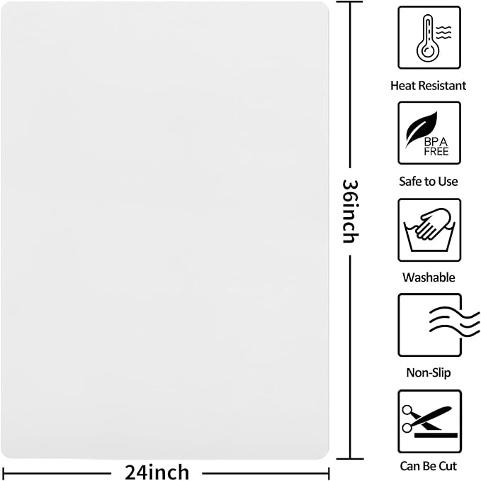 Silicone Mat Heat Resistant Mats for Countertop, Multipurpose Large Silicone Mats for Crafts Kitchen Workbench Size 36x24 inches Thick 2mm,Rolled Package,Translucent
