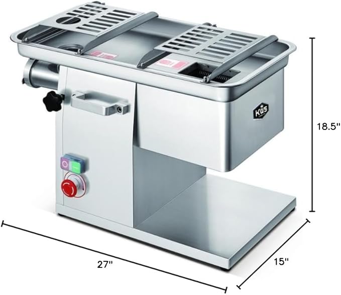 KWS JQ-58 Duo Function Commercial 1950W 2.6HP Electric 3mm Fresh Meat Cutter + Stainless Steel Meat Grinder All in One Grinding and Slicing Machine for Restaurant/Deli/ Butcher Shop