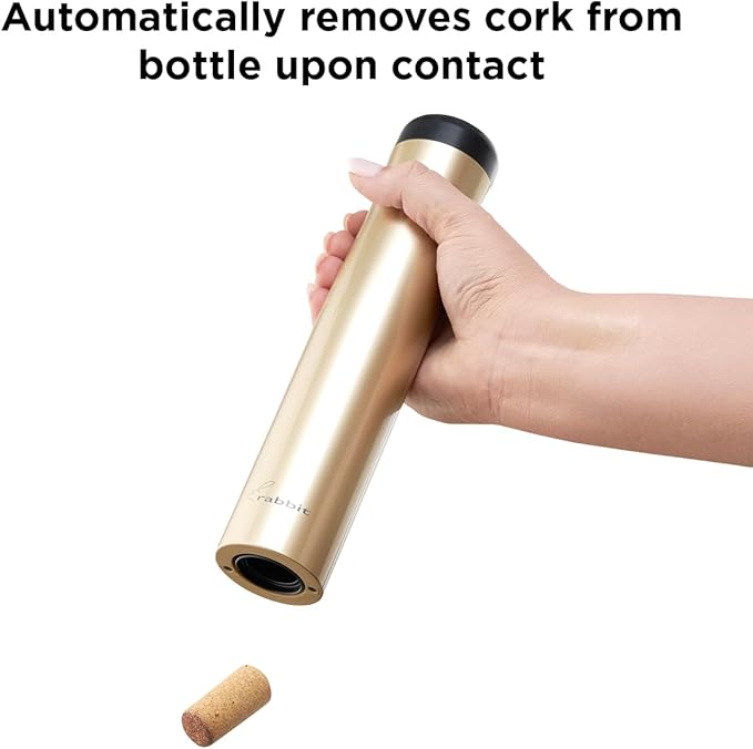 Rabbit Automatic Electric Corkscrew - Hands-Free Wine Opener with Integrated Foil Cutter, Rechargeable Cordless Electric Bottle Opener for All Cork Types - Barware Essential & Kitchen Tools