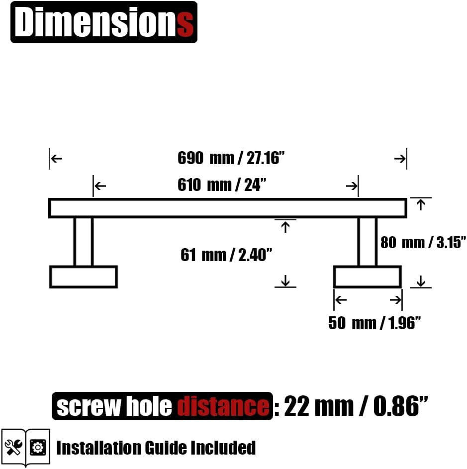 JQK Chrome Towel Bar, 27 Inch 304 Stainless Steel Thicken 0.8mm Towel Rack Bathroom, Towel Holder Polished Finished Wall Mount, Useable Length 24 Inch, TB110L24-CH
