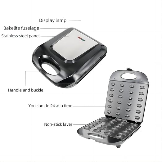 24 Walnut Cookie Maker, Non Stick Double Sided Walnut Cookie, Electric Maker Mold Maker Mini Nut Waffle Bread Machine Sandwich Iron,Toaster Baking