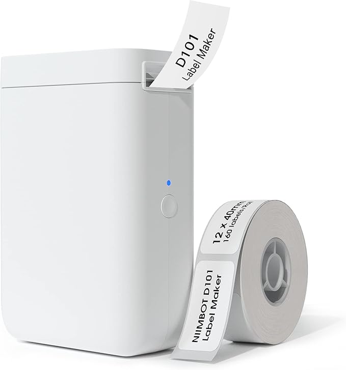 NIIMBOT D101 Label Maker, Handheld Thermal Label Printer with Tape, Easy to Print 0.5 to 1 Inch Width Inkless Label Maker for School Name, Cable Labels, Business Price Tags, Home Storage