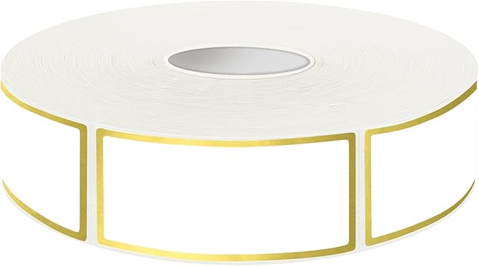 600 Golden Border Removable Freezer Labels Water Oil Resistant with Perforation Line for Food Containers Jars Pantry Organization (Ink Quick-Dry，1” x 2”)