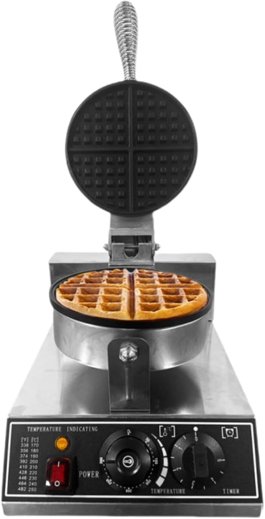 Commercial Waffle Maker for Home and Restaurant,1200 W Nonstick Waffle Iron, Single Head Stainless Steel Waffle Maker,No Rotation