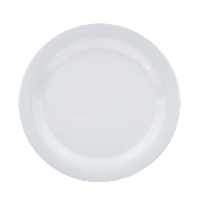 Amazon Basics Melamine (Plastic) Plate, 6 Piece Set, 10.5 in, White (Previously AmazonCommercial brand)
