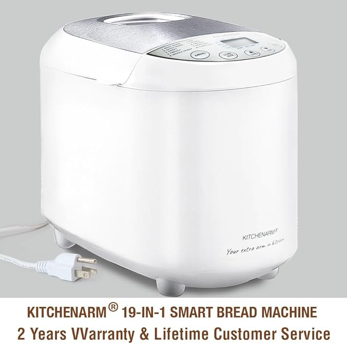 KITCHENARM 19-in-1 HANDY Bread Machine with Homemade Cycle and Gluten Free Setting - Beginner Friendly 2LB 1.5LB 1LB White Bread Maker Machine with Recipes and Delay Timer